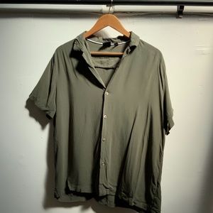 ASOS DESIGN deep viscose shirt in khaki